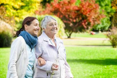 Companion Care Services during a walk in Airdrie and Calgary